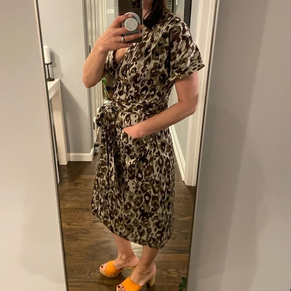 J. Crew Leopard Print Wrap Dress